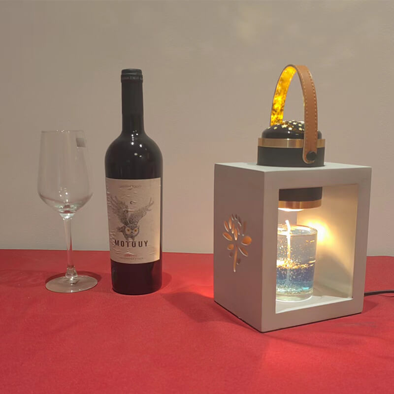 Modern Minimalist Solid Wood Square 1-Light Melting Wax Table Lamp