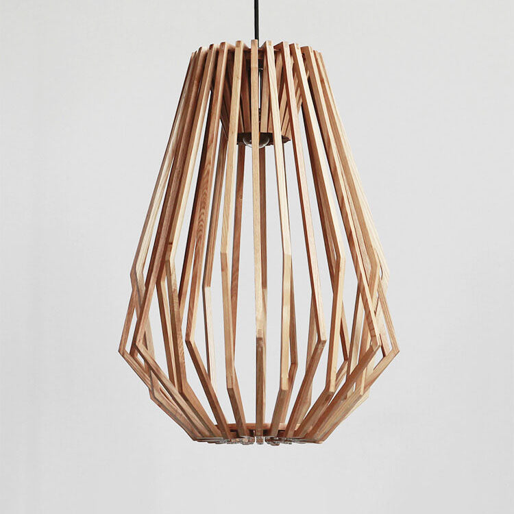 Vintage Creative Geometric Ash Wood 1-Light Pendant Light