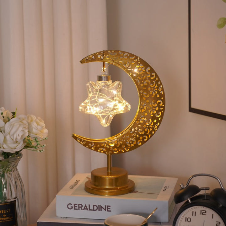 Contemporary Creative Iron Moon Star Orb LED Decorative Table Lamp For Living Room &amp; Bedroom