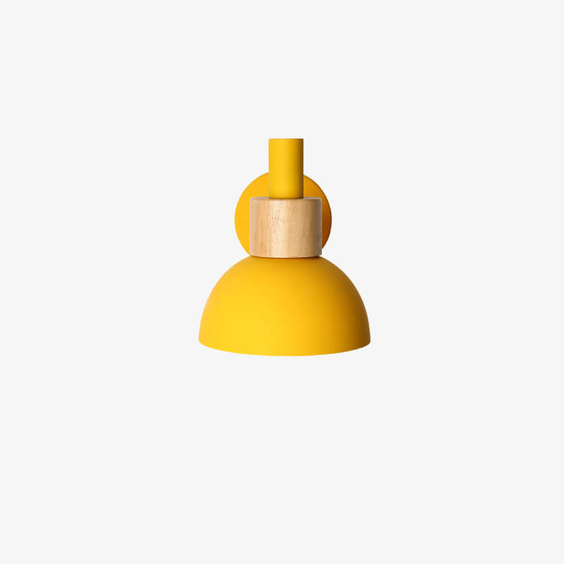 Moderne, klassische Macaron-Wandleuchte, einfarbig, Holz, Eisen, 1-flammig 