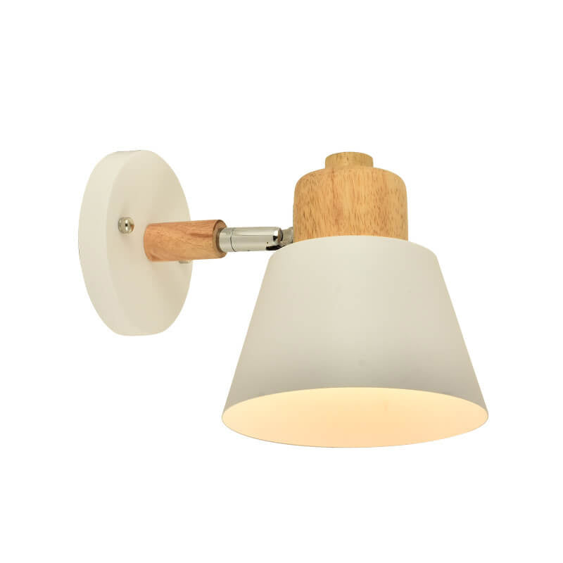 Nordischer Macaron-Kuppel-Kegel-Schirm Holzoberteil 1-Licht-Wandleuchte 