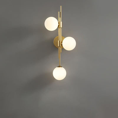 Europäische Vintage minimalistische Orb Hardware Glas 3-Licht-Wandleuchte 