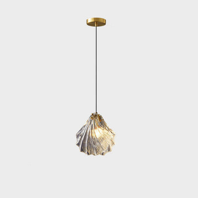 Modern Luxury Glass Shell Brass 1-Light Pendant Light