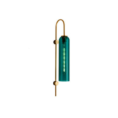 Nordic Luxury Glass Column Bent Arm 1-Light Wall Sconce Lamp
