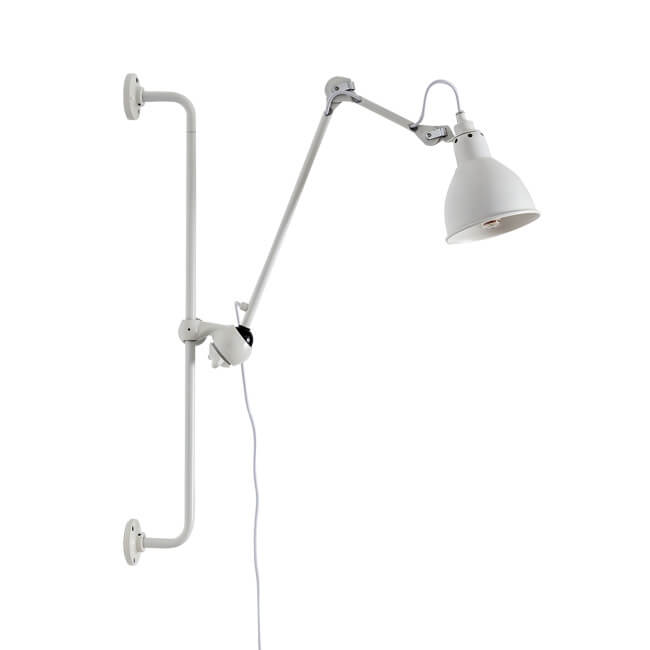 Lampe murale industrielle vintage à bras oscillant à long poteau en fer à 1 lumière 