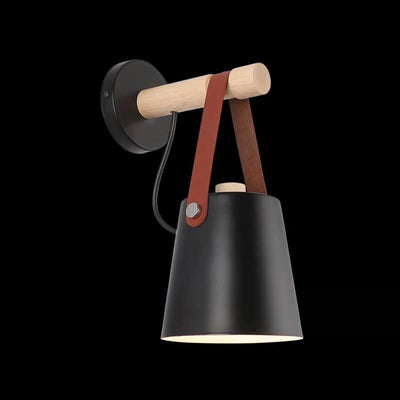 Eisen-Lampenschirm 1-Licht-Holzarm-Einzelglocke-Wandleuchte 