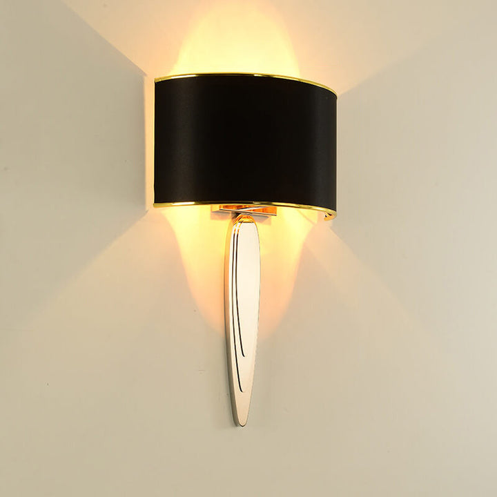 Modern Minimalist Fabric Shade Mirror Stainless Steel 1-Light Wall Sconce Lamp