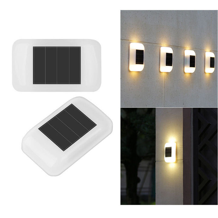Moderne minimalistische quadratische wasserdichte Solar-LED-Wandleuchte aus ABS für den Außenbereich 