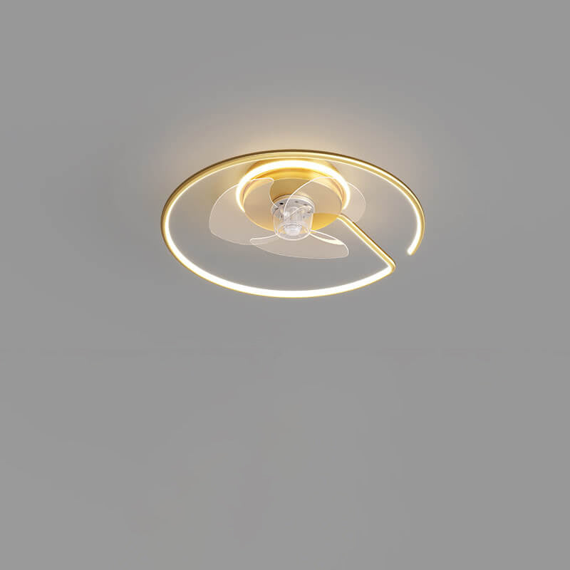 Minimalist Light Luxury Round Ring LED Invisible Flush Mount Ceiling Fan Light