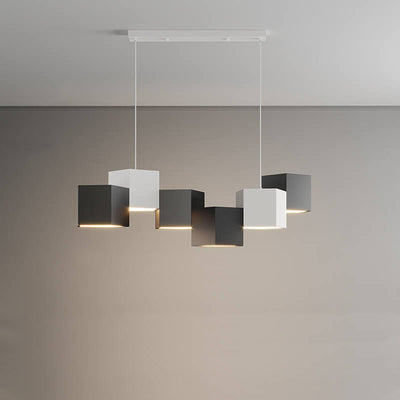Modern Creative Square Geometric Iron LED Macaron Chandelier