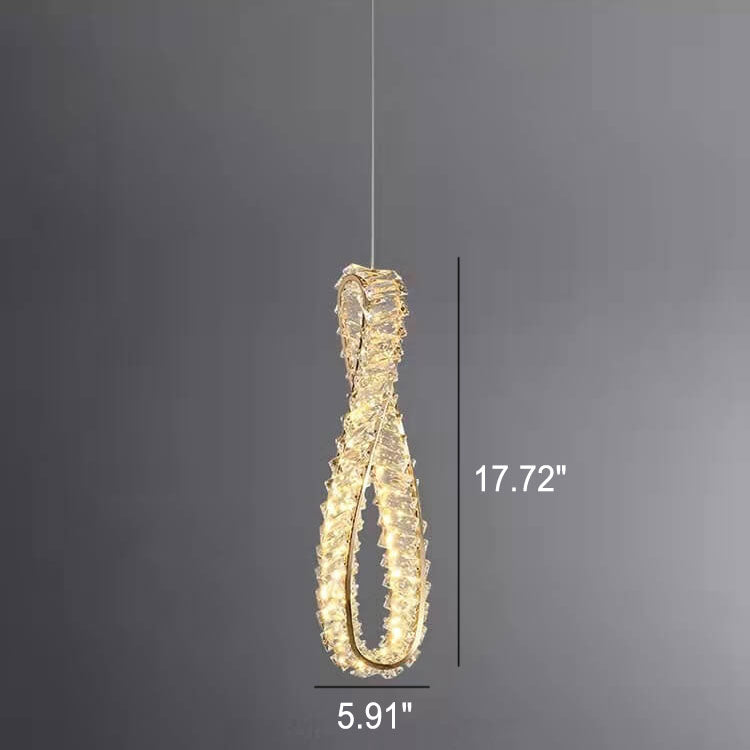 Modern Light Luxury Ring Crystal Hardware LED Pendant Light