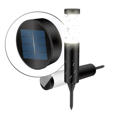 Moderna luz de paisaje de jardín LED para exteriores con energía solar, impermeable, de acero inoxidable cilíndrico, para insertar en el suelo del césped 