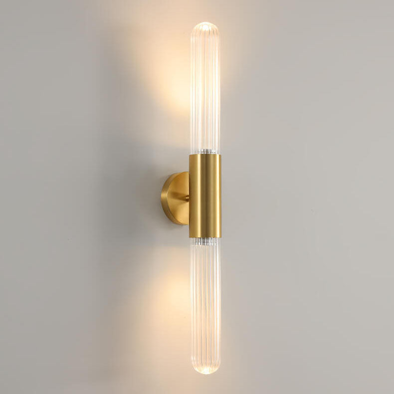 Moderne Leichte Luxus Lange Gold Klare Kupfer Glas 1-Licht Wandleuchte Lampe 