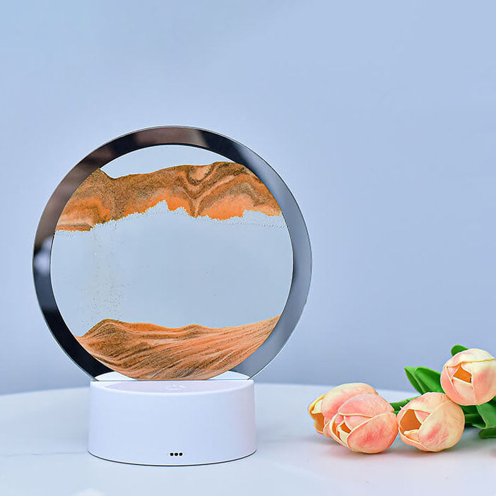 Lampe de table Creative Round Hourglass Quicksand 3D LED Night Light 
