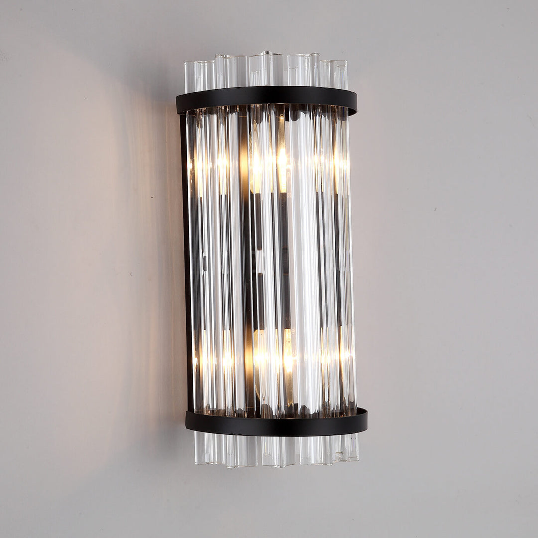 Lámpara de Aplique de Pared de 2 Luces con Columna Plateada de Cristal de Lujo Nórdico 