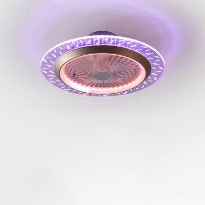 Modern RGB Acrylic Round LED Seme-Flush Mount Ceiling Fan Light