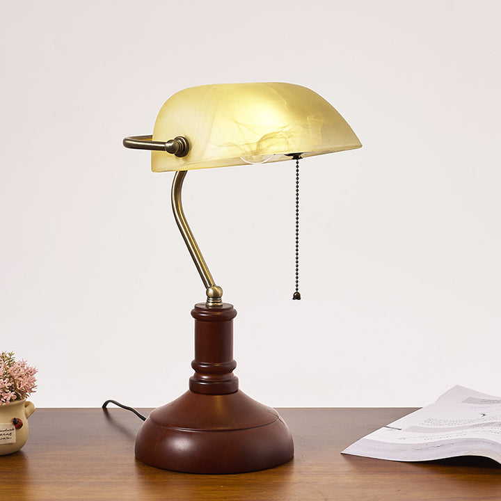 Lámpara de mesa de 1 luz con banco de cristal y madera maciza vintage tradicional con cremallera para dormitorio 