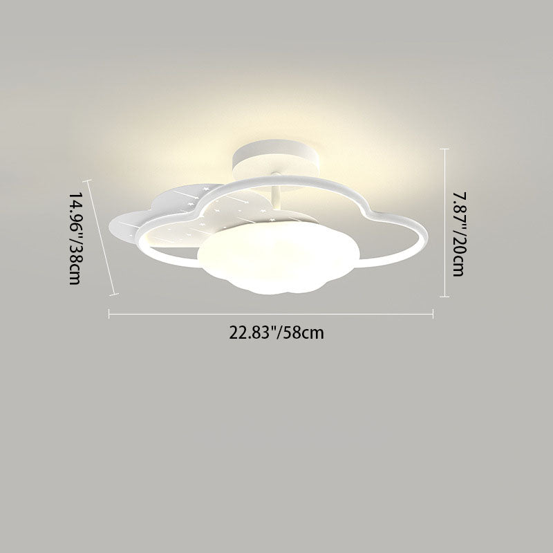 Plafonnier LED semi-encastré moderne en acrylique et fer avec nuages crème 