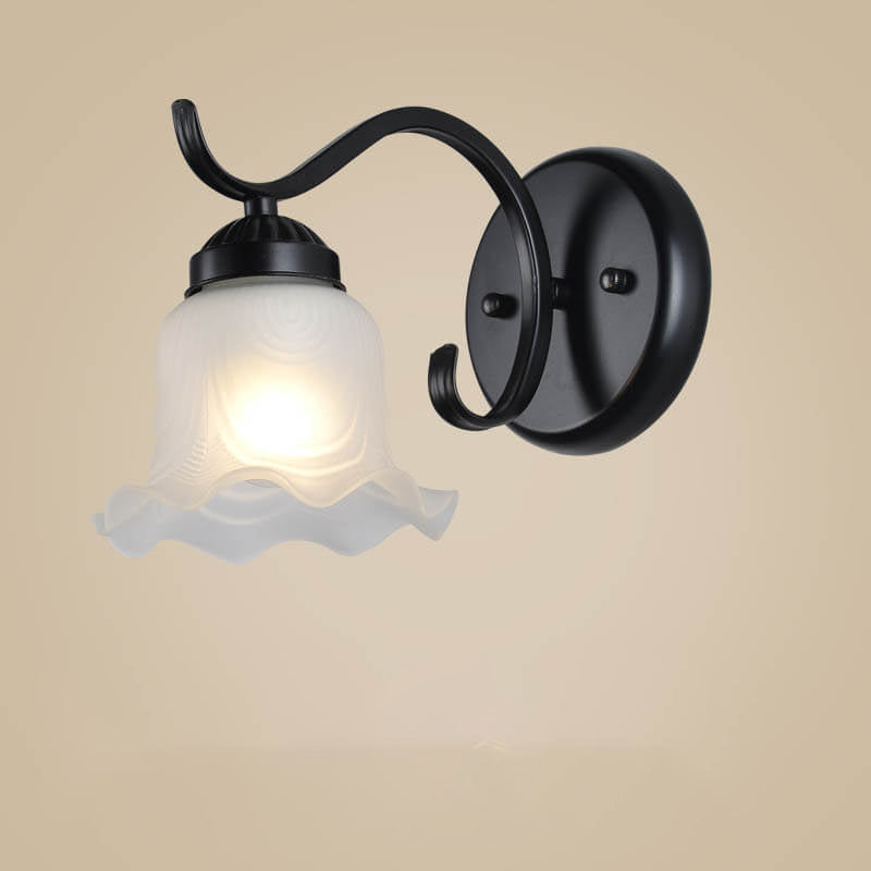 Contemporary Retro Rustic Iron Glass 1-Light Wall Sconce Lamp