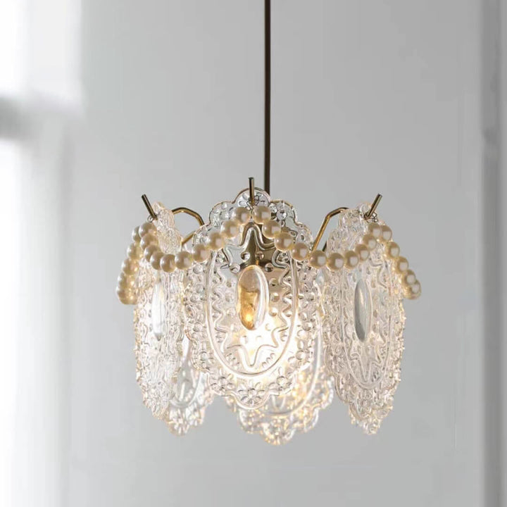 French Light Luxury Hardware Lampe suspendue à 1 lumière en verre 
