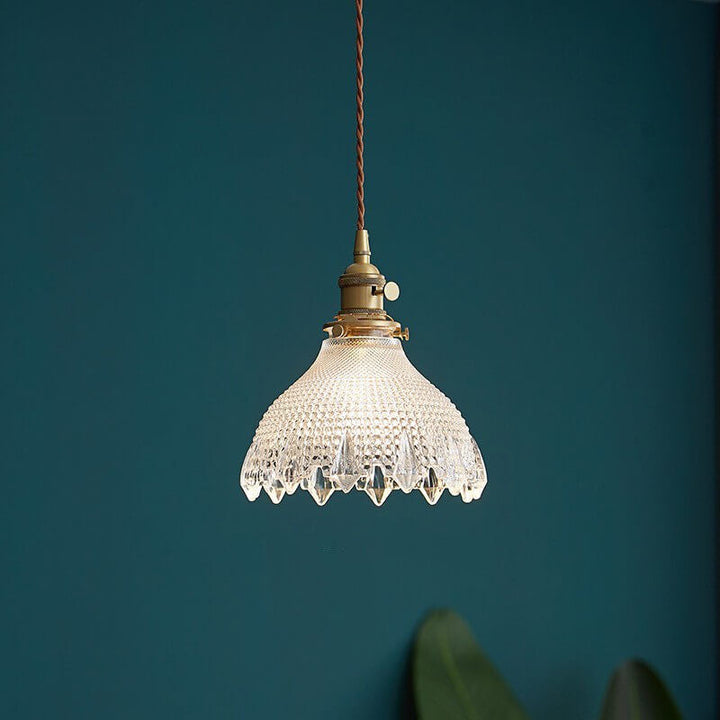 Contemporary Nordic Floral Glass Brass 1-Light Pendant Light For Living Room &amp; Bedroom