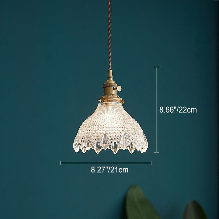 Contemporary Nordic Floral Glass Brass 1-Light Pendant Light For Living Room &amp; Bedroom