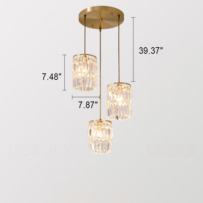 Nordic Light Luxus Vollmessing Kristall 1 \ 3-Licht Kronleuchter 