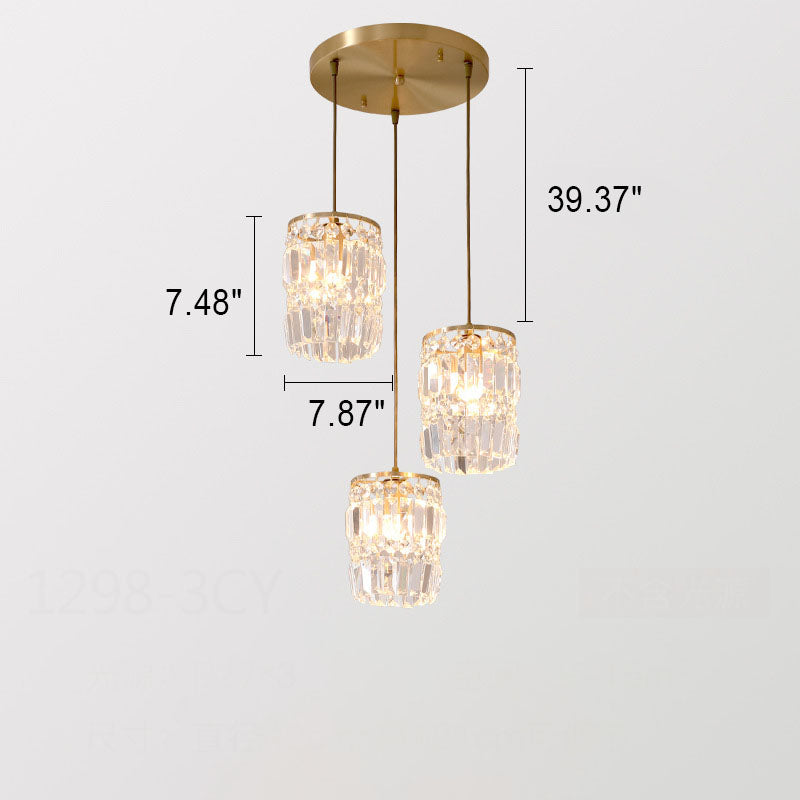 Nordic Light Luxury Full Brass Crystal 1\3-Light Chandelier