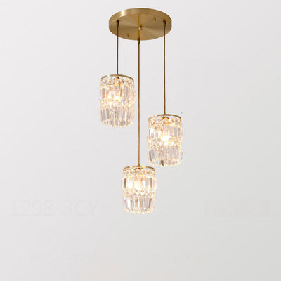 Nordic Light Luxury Full Brass Crystal 1\3-Light Chandelier