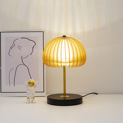 Modern Zen Wood Dome Shade LED Table Lamp