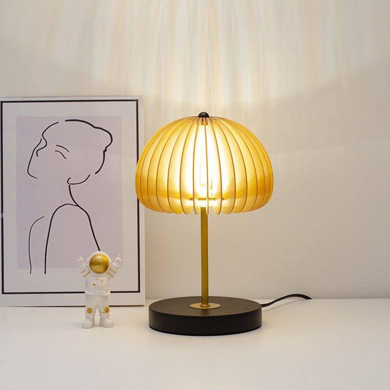 Modern Zen Wood Dome Shade LED Table Lamp