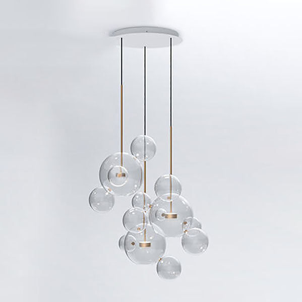 Modern Atom Mickey Head Bubble Glass Ball 1-Light LED Pendant Light