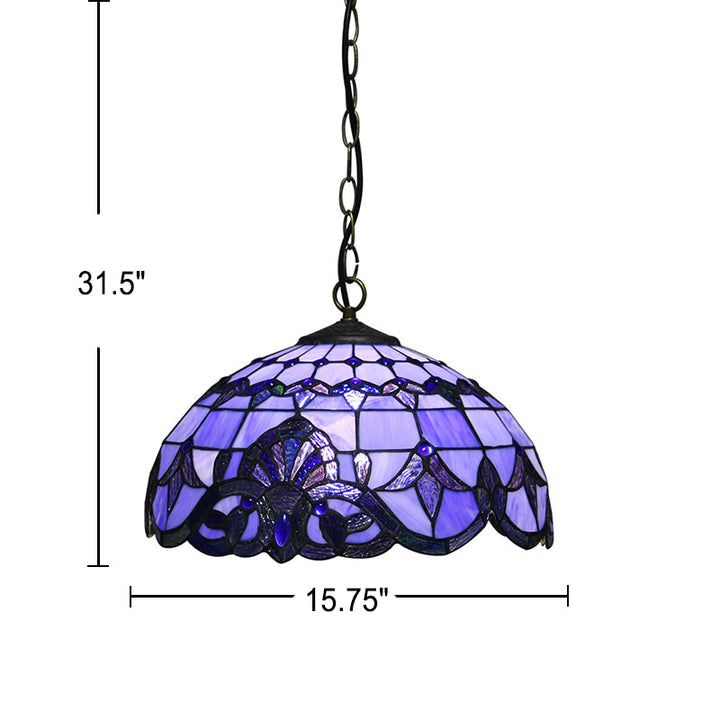 Europäische Tiffany Purple Baroque Dome 1-Light Pendelleuchte