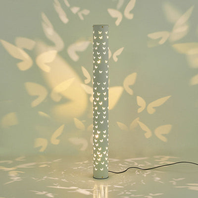 Contemporary Creative Cylinder Butterfly Iron Aluminum LED Standing Floor Lamp For Living Room