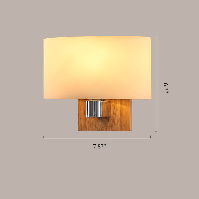 Nordic Minimalist Glass Wood 1-Light Wall Sconce Lamp