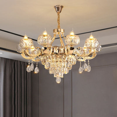 Modern Luxury Round Candelabra Zinc Alloy Crystal 9/11/14/19 Light Chandelier