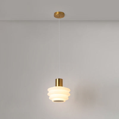 ضوء قلادة LED بلاستيكي دائري متعدد الطبقات من الحديد المدلفن لغرفة النوم بتصميم اسكندنافي معاصر 