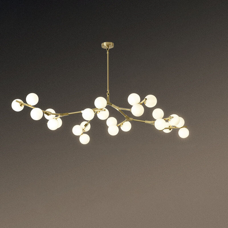Moderner minimalistischer Magic Bean Zweig-Kronleuchter aus Glas und Metall mit 12/18/24 Flammen für Wohnzimmer &amp; Schlafzimmer 