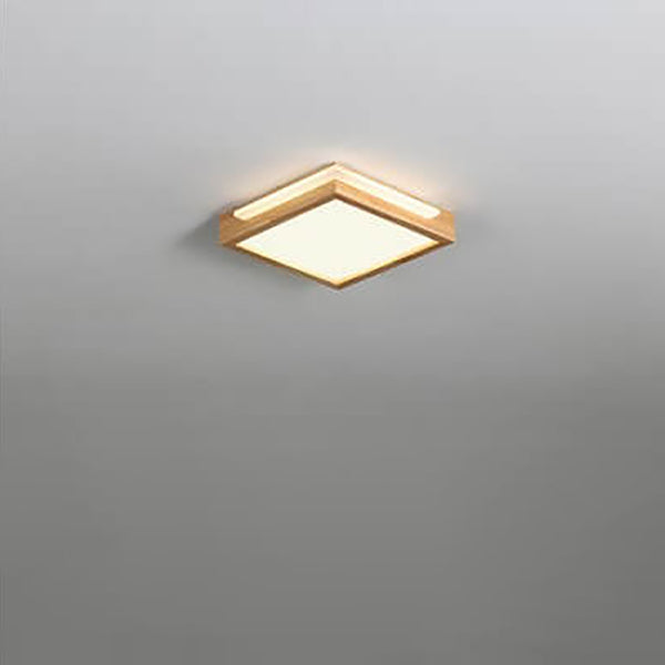 Nordic Simple Solid Wood Square LED Flush Mount Light