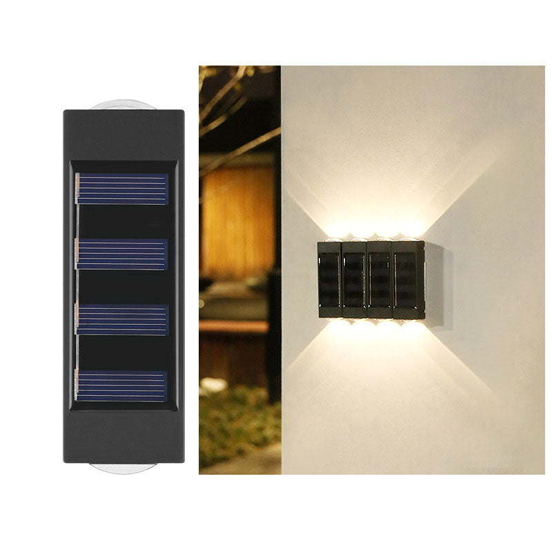 Aplique de pared LED solar exterior impermeable de tira larga de ABS y PC de estilo minimalista moderno para exterior 