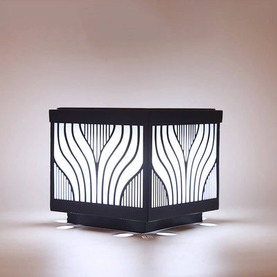 Modern Solar Patterned Stainless Steel Square Courtyard LED Path Lamp