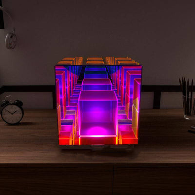 Moderne Rubik's Cube LED-Tischlampe aus Acryl 