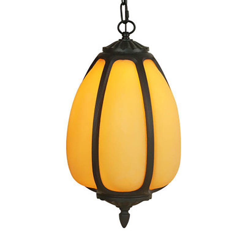 Modern Imitation Jade Shade Pumpkin 1-Light Outdoor Pendant Light