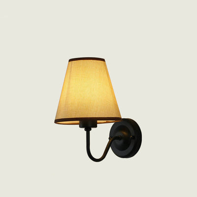 Modern Fabric Bell Shade Bend Arm 1-Light Wall Sconce Lamp