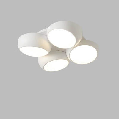 Scandinavian Modern Minimalist Iron Plastic Round LED Semi-Flush Mount Ceiling Light