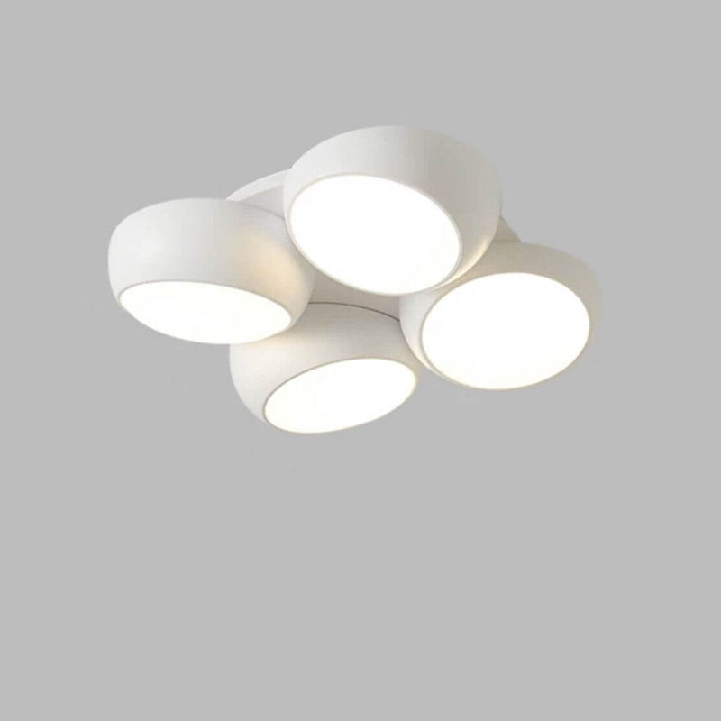 Scandinavian Modern Minimalist Iron Plastic Round LED Semi-Flush Mount Ceiling Light