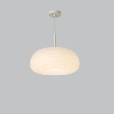 Moderne, minimalistische, reinweiße, runde LED-Pendelleuchte aus Eisen 