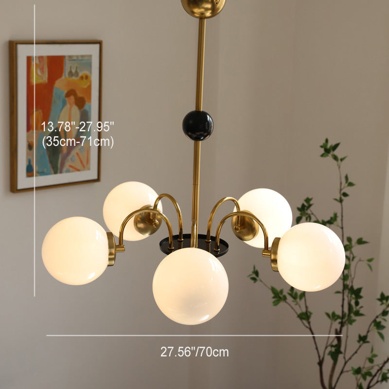 Lustre en verre cuivre traditionnel français Orb 3/4/5 lumières pour salon 
