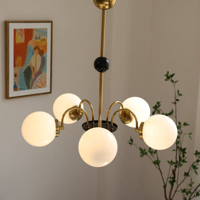 Lustre en verre cuivre traditionnel français Orb 3/4/5 lumières pour salon 