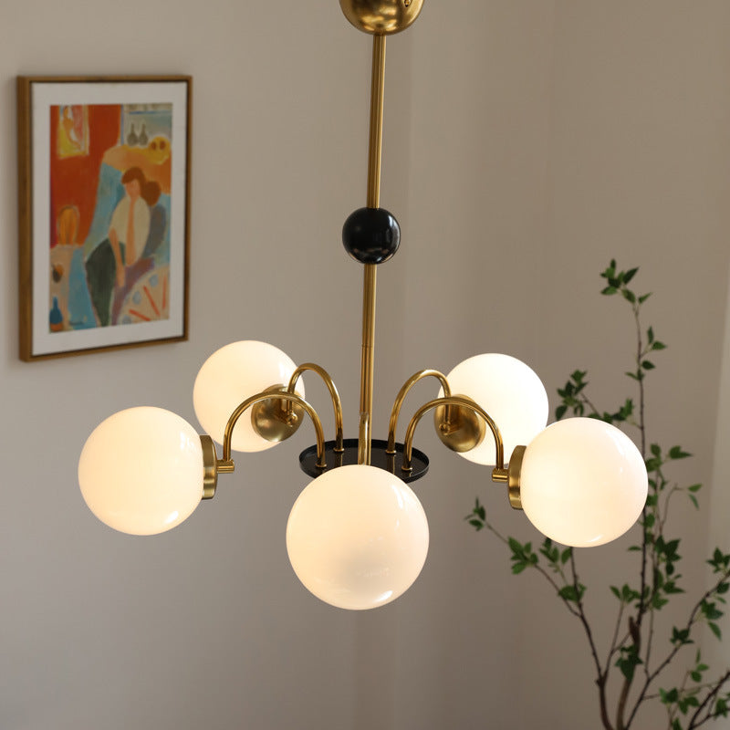 Lustre en verre cuivre traditionnel français Orb 3/4/5 lumières pour salon 